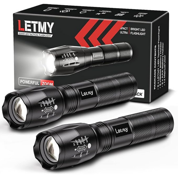 2-Pack Letmy LED Tactical Flashlight With 5 Modes