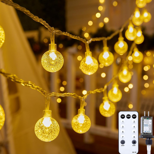 Plug in 33 ft 100 LED Crystal Globe Fairy Lights