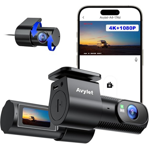 4K/1080P WiFi Dash Cam Front and Rear with APP, Night Vision