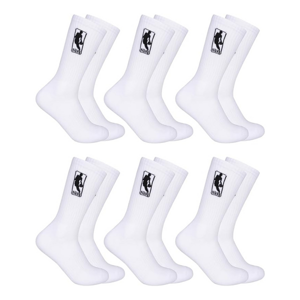 6-Pack Men's NBA Official Athletic Cushioned Secure Fit Crew Socks