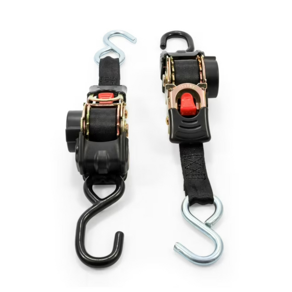 Camco 1" Wide Retractable Transom Tie Down Straps with 6 Dual Hooks