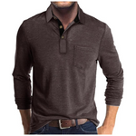 Men's Long Sleeve Polo Shirts With Pocket Coffee