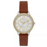 Women's Faux Leather Simulated Chrystal Sunray Dial Watch (2-Colors)