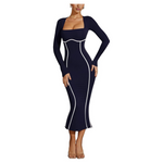Lrady Women's Autumn Winter Long Sleeve Midi Dress