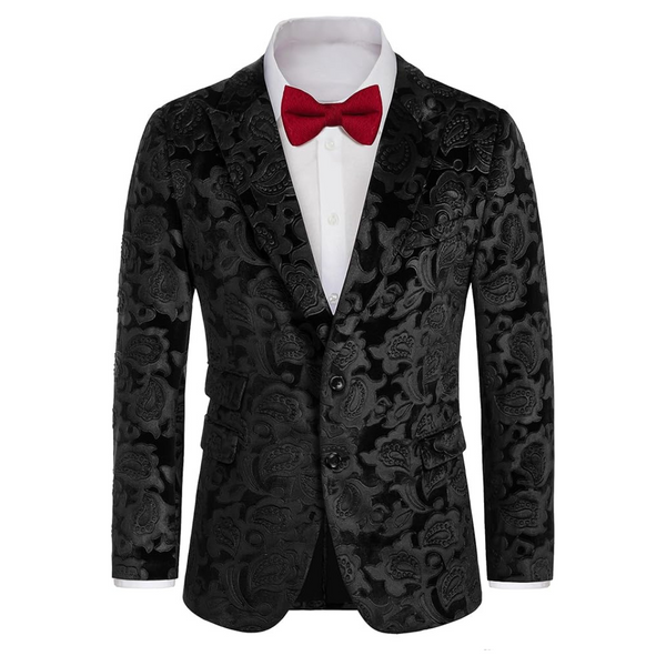 Grace Karin Men's Floral Slim Fit Velvet Tuxedo