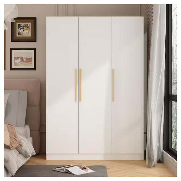 FUFU&GAGA White 3-Door Armoires Wardrobe With Hanging Rod