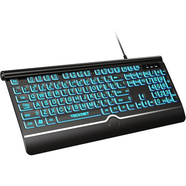 Large Print Wired USB-A Backlit Keyboard