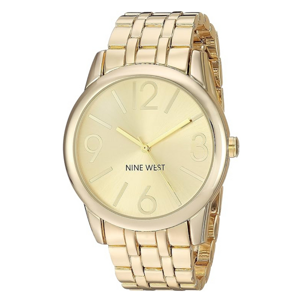 Nine West Women's Champagne Dial Gold-Tone Bracelet Watch