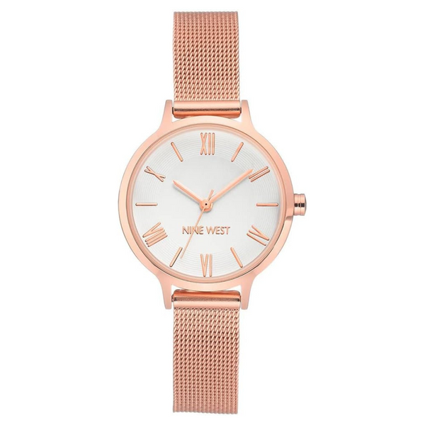 Nine West Women's Rose Gold-Tone Mesh Bracelet Watch