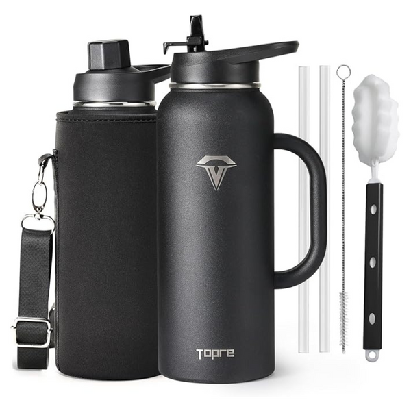 40oz Topre Insulated Water Bottle With Straw And Lid