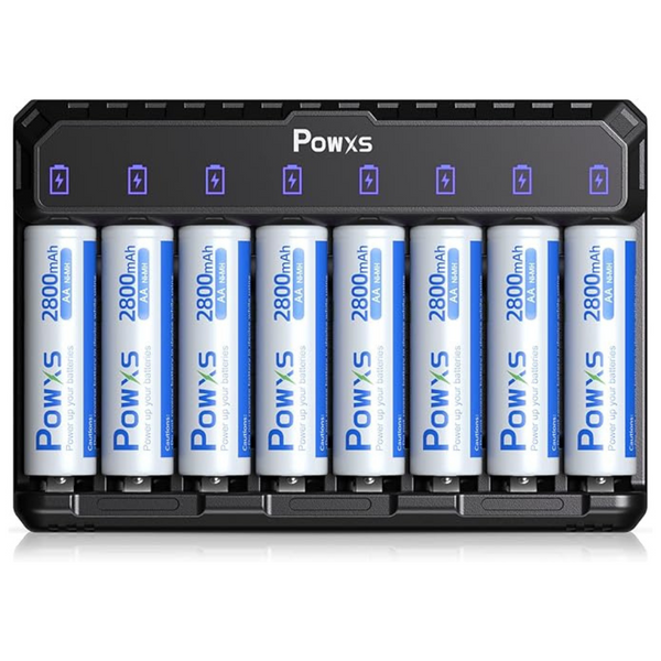 8-Count 2800mAh Rechargeable Ni-MH AA Batteries With Charger