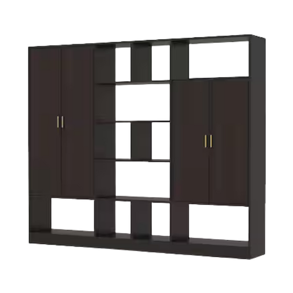Fufu&Gaga Dark Brown Warnut Wooden 94.5" Bedroom Wardrobe