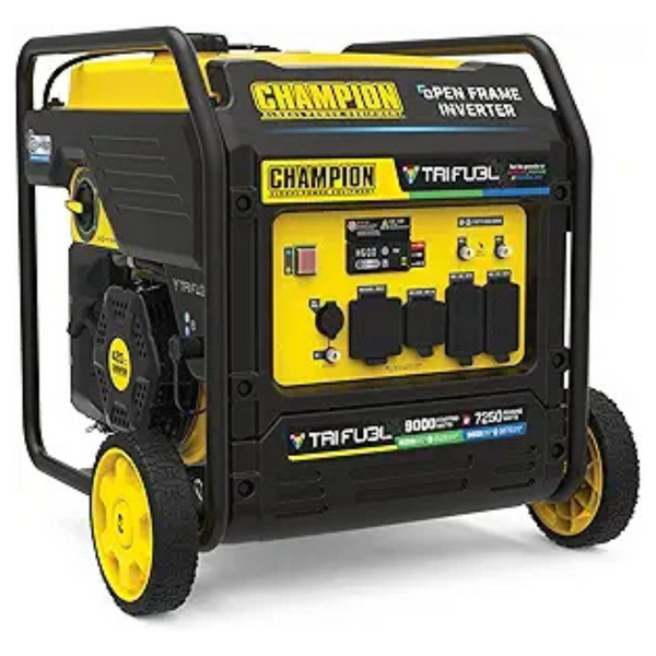 9000-Watt Champion Power Equipment Tri Fuel Open Frame Inverter Generator