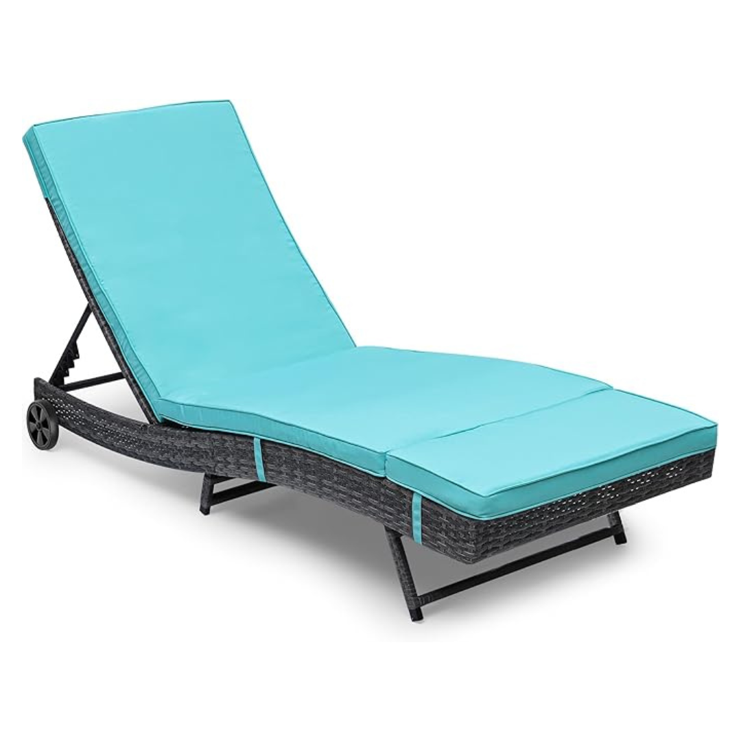 Yitahome Outdoor PE Rattan Pool Lounge Chair
