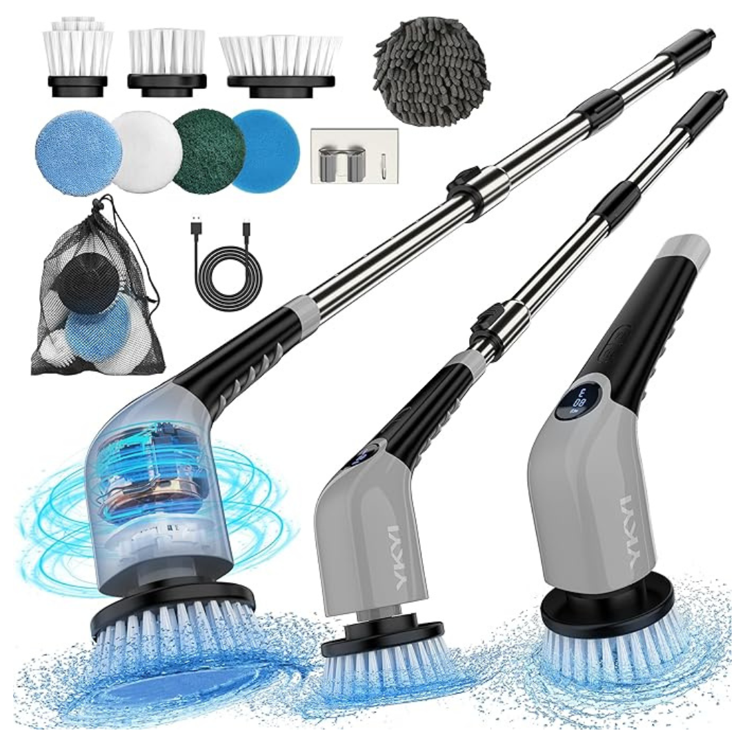 YKYI Electric Spin Scrubber with 8 Replaceable Heads