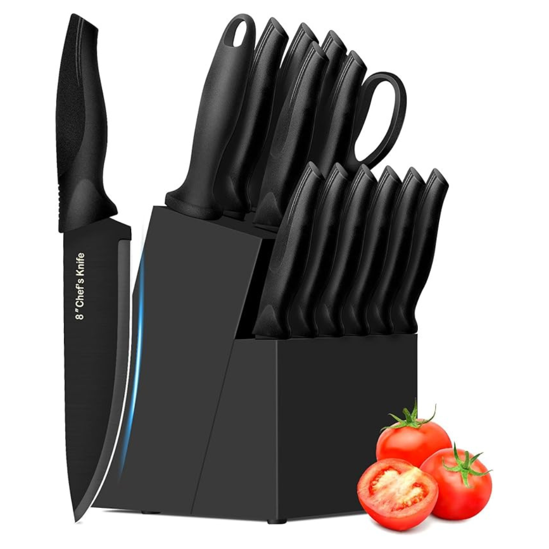 14-Piece High Carbon German Stainless Steel Knife Set (Black)