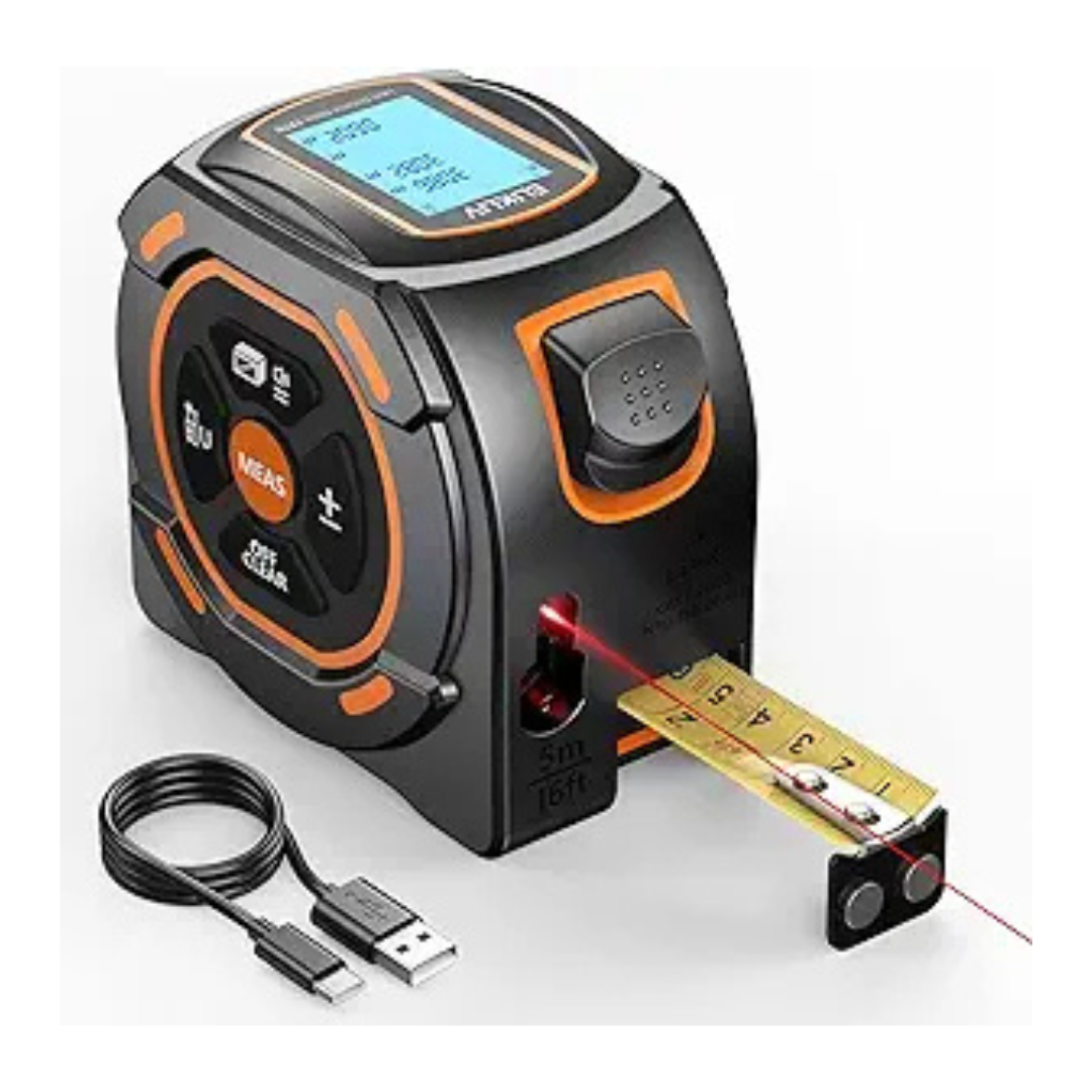 197-Ft Laser & 16-Ft Manual Measuring Digital Tape