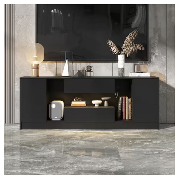 Black Wooden TV Stand Fits TV's Up To 70 Inch