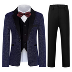 3-Piece Slim Fit Tuxedo Navy Blazer Jackets