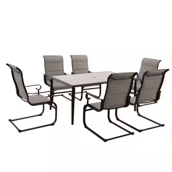 7-Piece Hampton Bay Glenridge Falls Metal Padded Sling Rectangular Outdoor Dining Set