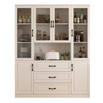 White Wood 63" W Buffet Sideboard Food Pantry With Hutch