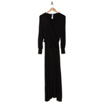 Go Couture Women's Surplice Neck Long Sleeve Knit Maxi Dress