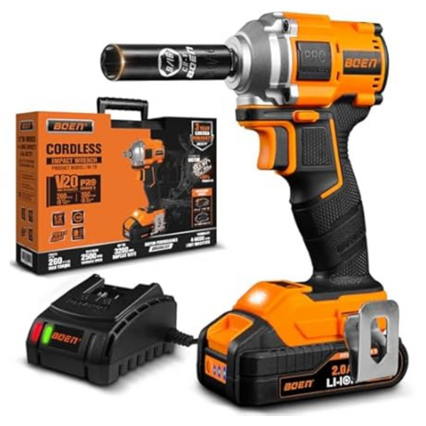 Boen 260FT-LBS 350N.M 1/2" Lightweight Cordless Impact Wrench
