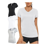 3-Pack Women's V-Neck Dry Fit Running Short Sleeve Tops