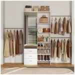 149.6" W Closet Organizer With Mirror Drawers