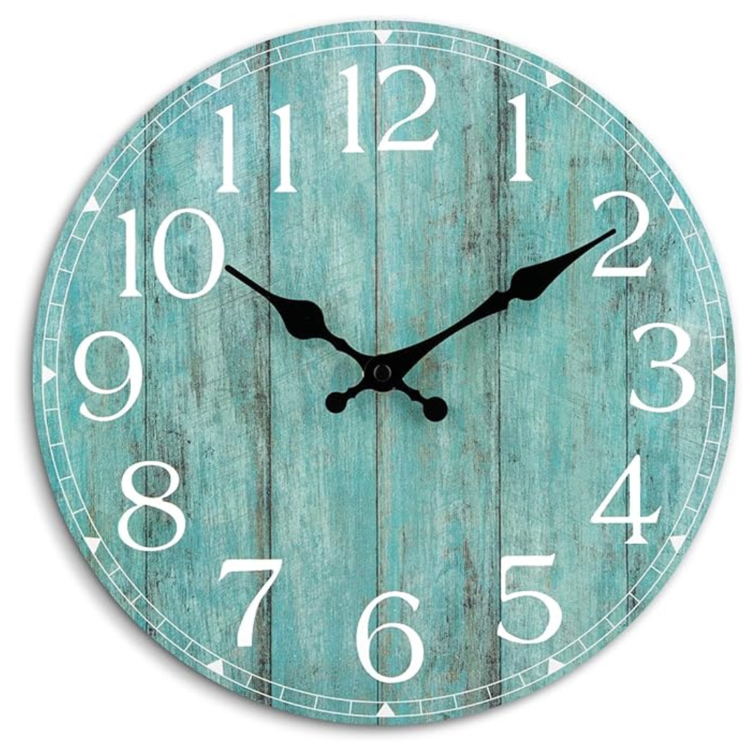 8" Teal Silent Non-Ticking Battery Operated Wall Clock