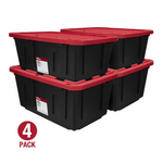 Set Of 4 Hyper Tough 27 Gallon Snap Lid Plastic Storage Container