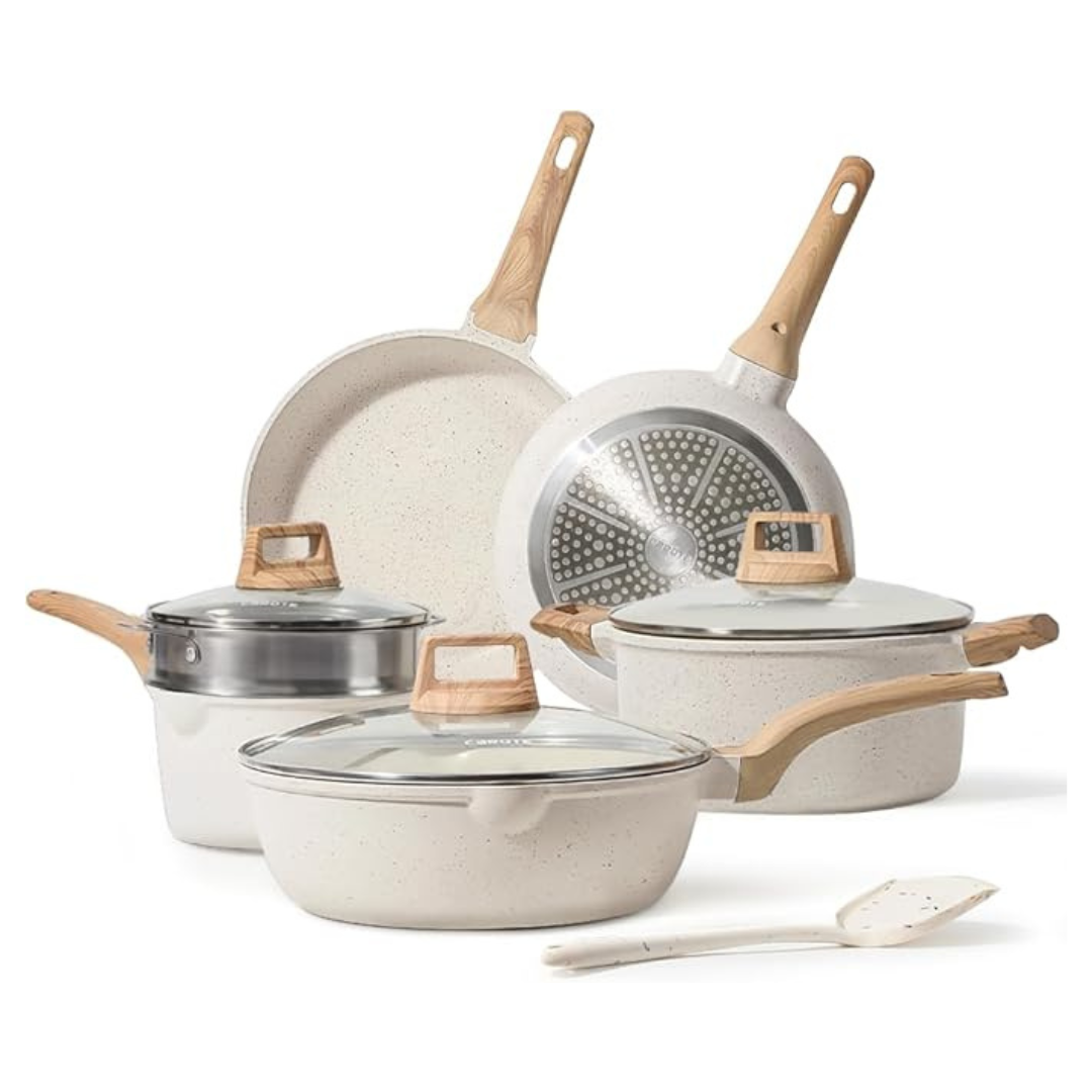 10?Piece CAROTE Nonstick Cookware Pots & Frying Pans Set