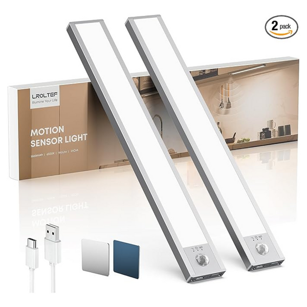 2-Pack 1500mAh Rechargeable Magnetic Under Cabinet Light