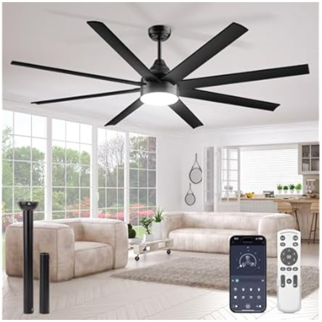 8 Blades 72" Large Ceiling Fans W/ Lights & Remote/APP Control