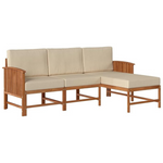 Walker Edison Vina Modern 3-Piece Solid Wood Patio Sectional Set
