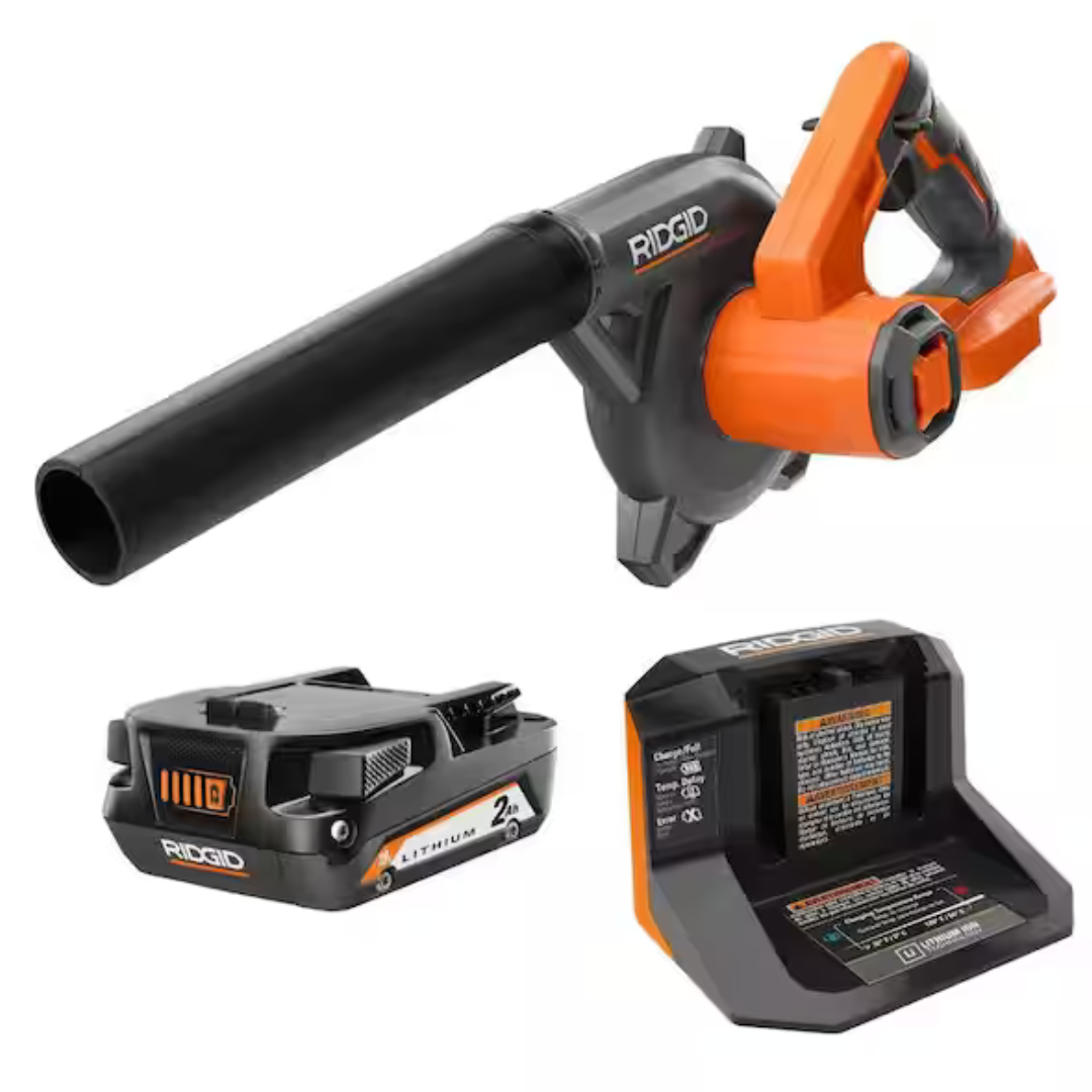 Ridgid 18V Cordless Compact Jobsite Blower W/ 2Ah Battery & Charger