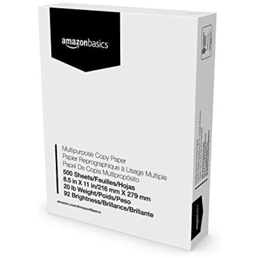 Amazon Basics Copy Printer Paper, 1 Ream, 500 Sheets, 92 Bright