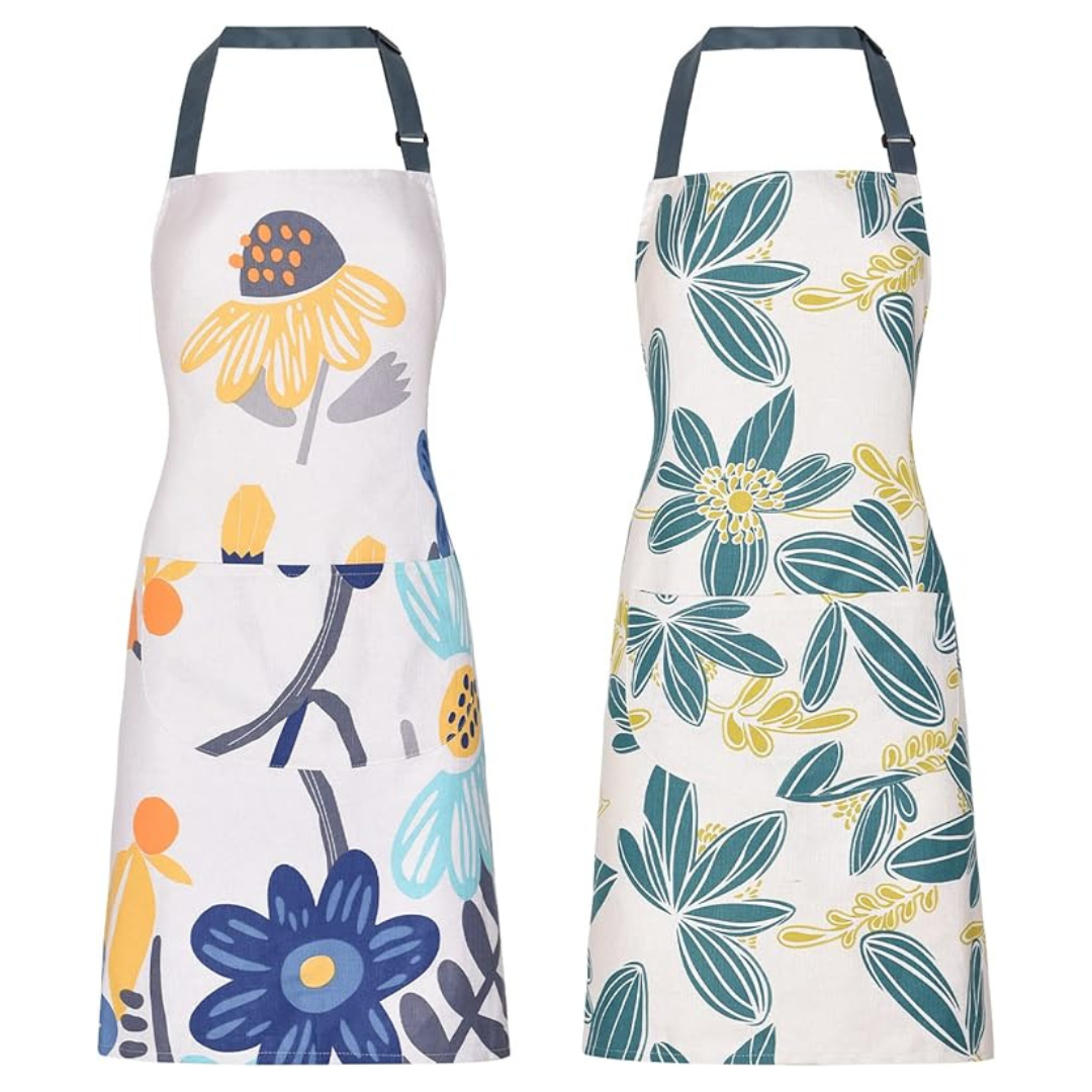 2 Pack Floral Apron For Women With Pockets