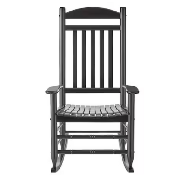 Hampton Bay Black Wood Outdoor Rocking Chair