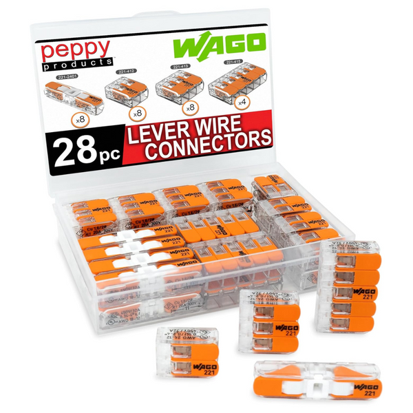 28-Piece WAGO 221 Lever Nuts Splicing Wire Connector Set W/ Case
