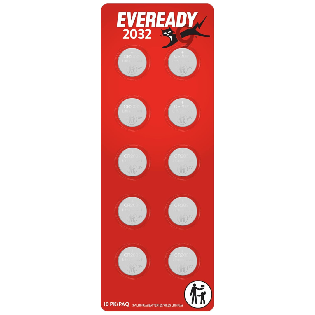 10-Pack Eveready CR2032 Lithium 3V Coin Battery