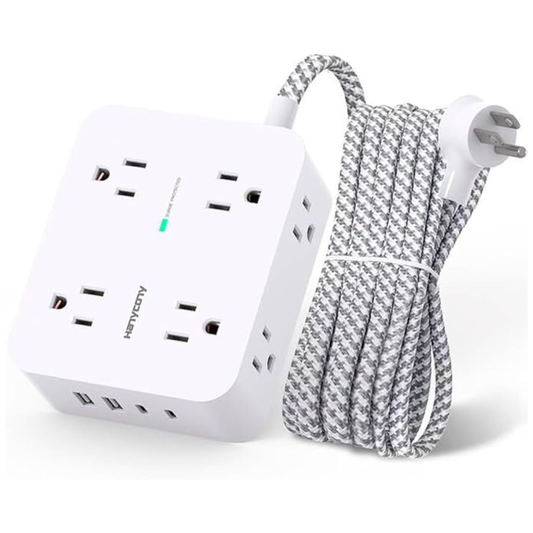 Hanycony 5-Ft 8-Outlet Surge Protector Power Strip w/ 4 USB Ports