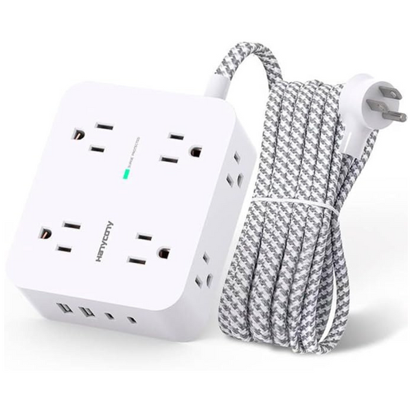 Hanycony 5-Ft 8-Outlet Surge Protector Power Strip w/ 4 USB Ports