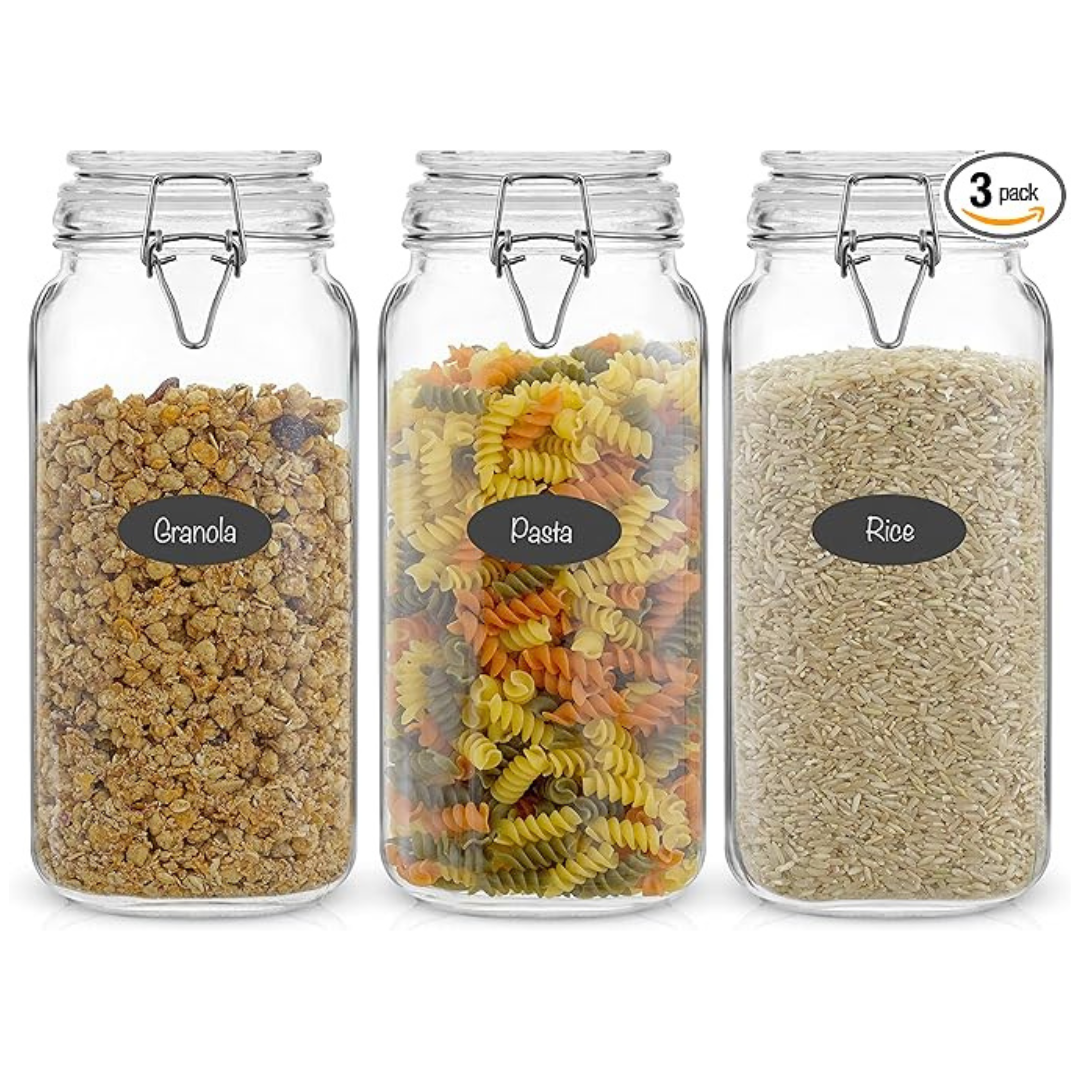 Set Of 3 JoyJolt 78oz Airtight Glass Jars With Lids