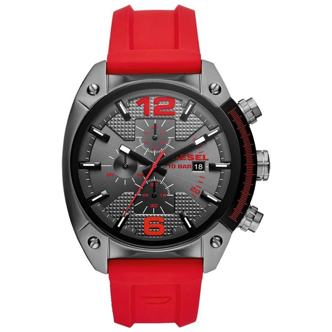 Diesel Overflow Stainless Steel And Silicone Chronograph 55mm Men's Watch
