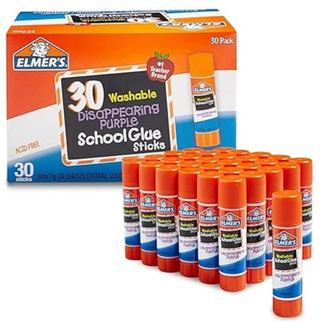 30-Count 0.24-Oz Elmers Disappearing Purple School Glue Washable Sticks