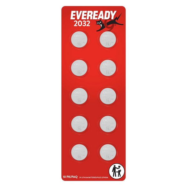 Eveready CR2032 Lithium 3V Coin Batteries 10 Pack