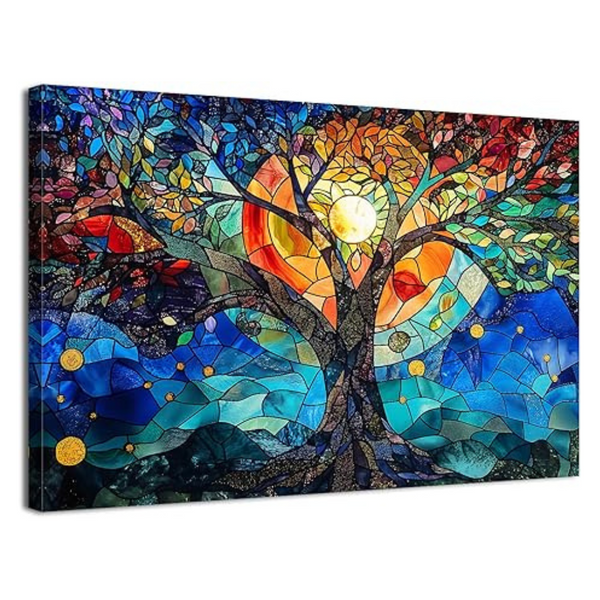 12"x 16" Colorful Tree Of Life Abstract Wall Art