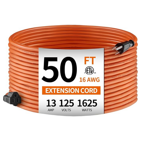 50ft 16AWG Indoor/Outdoor 3-Prong Extension Cable Cord