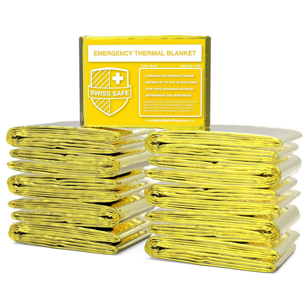 10-Pack Mylar Emergency Blankets For Survival